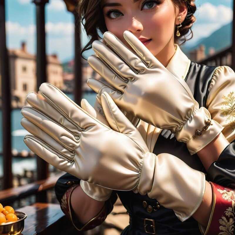 Jedwabne rękawiczki białe