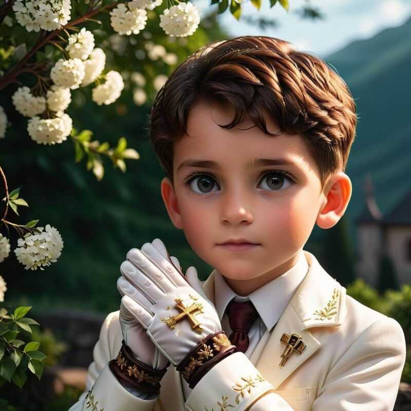 Rękawiczki w stylu klasycznym na komunię dla chłopca